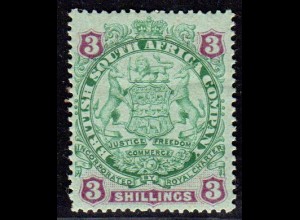 British South Africa Company 35, unused hinged 3 Sh. with original gum 