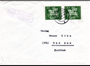 BRD 1961, Landpost Stpl. 13a STECHENDORF über Bayreuth auf Brief m. MeF 2x10 Pf.