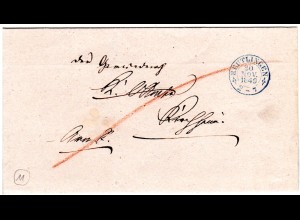 Württemberg 1849, blauer Zier-K2 REUTLINGEN auf Brief n. Kirchheim
