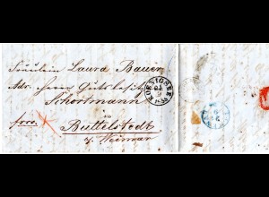 Thurn & Taxis 1855, K1 KOENIGSEE auf Franko Brief n. Buttelstedt b. Weimar.