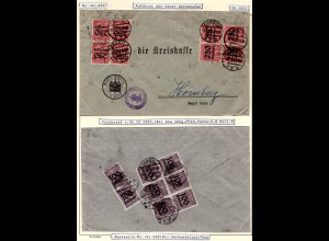 DR 1923, 16 Infla Dienstmarken vorder- u. rückseitig auf Brief v. Kassel