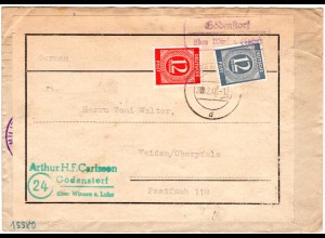 1946, Landpost Stpl. GÖDENSTORF über Winsen auf Brief m. 2 versch. 12 Pf.
