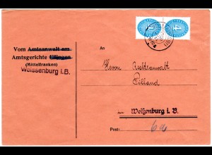 DR 1933, MeF Paar 4 Pf. Dienst auf Orts-Brief v. Weissenburg