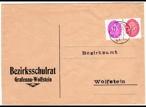DR 1933, 10+15 Pf. Dienst auf Brief des Bezirksschulrat Grafenau-Wolfstein