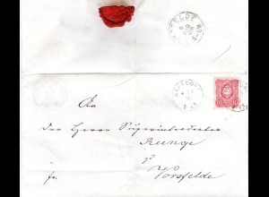 DR 1876, kl. K1 BAHRDORF auf Brief m. 10 Pfge. n. Vorsfelde.