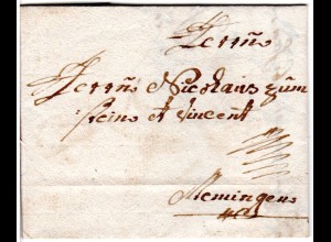 Bayern 1778, geschnörkelter Brief v. Krumbach n. Memmingen.
