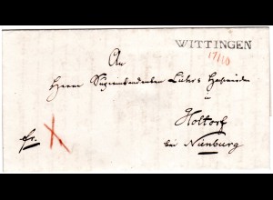 Hannover 1850, L1 WITTINGEN m. hds. Datum auf Brief n. Holtorf bei Nienburg