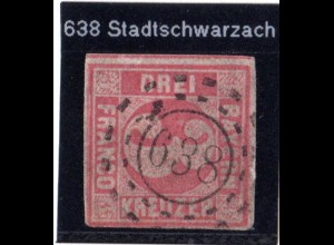 Bayern, oMR 638 STADTSCHWARZACH klar auf voll-breitrandiger 3 Kr.