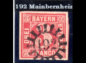 Bayern, MR 192 MAINBERNHEIM klar u. zentrisch auf breitrandiger 3 Kr.