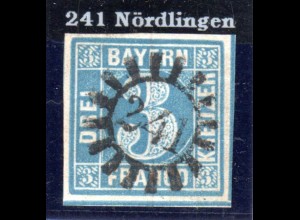 Bayern, MR 241 klar u. zentrisch auf breitrandiger 3 Kr.