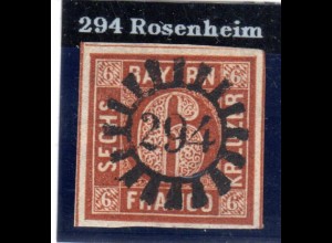 Bayern, MR 294 MAINBERNHEIM klar u. zentrisch auf breitrandiger 6 Kr.