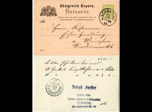 Bayern 1888, K1 SCHWABING klar auf 3 Pf. Orts Ganzsache m. rs. Absenderstempel