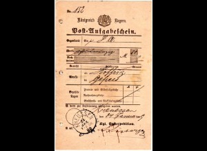 Bayern 1889, Postschein f. einen Wertbrief m. K1 Kreussen
