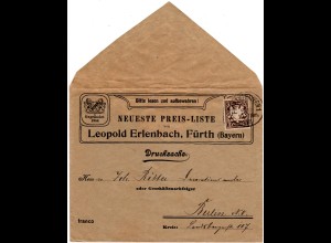 Bayern 1906, 3 Pf. auf attraktivem Reklame Brief v. Fürth n. Berlin