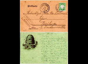 Bayern Posthilfstelle DÖSINGEN Taxe Westendorf auf Stenographie Karte m. 5 Pf.