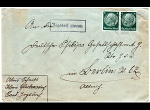 DR 1939, Landpoststpl. JOGSDORF (Ostsudetenland) auf Brief m. 2x6 Pf.