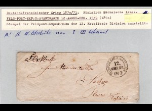 NDP 1870, K1 FELD-POST-EXP.D.AVANTGARDE 12.ARMEE-CPS. auf Brief n. Sachsen