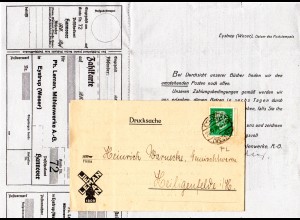 DR 1928, 5 Pf. m. perfin auf Mühlenwerke Faltdrucksache v. Eystrup
