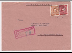 1947, Schweinfurt 1a Einschreiben Stempel auf portorichtigem Brief. #2193