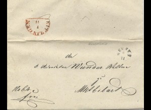 Bayern 1846, Fingerhut Stpl. NEUSES auf Brief v. Wiesentheid n. Mkt. Bibart #319