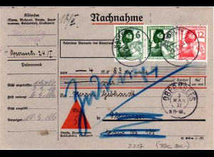 DR 1937, 12+2x6 Pf. auf NN Paketkarte m. Erststagsstpl. Bayreuth 3.3.37. FDC!