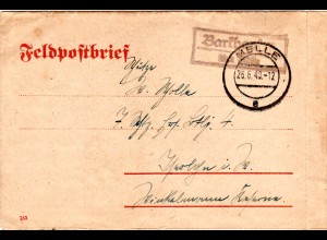 DR 1940, Landpost Stpl. BARKHAUSEN über Melle auf Feldpost Brief 