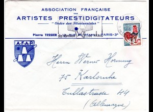 Frankreich 1967, illustrierter AFAP Zauberer Verein Umschlag m. 30 C. v. Paris