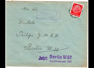 DR 1939, Landpoststpl. KISSENBRÜCK über Börssum auf Brief m. 12 Pf
