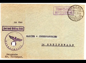 DR 1941, Landpoststpl. NEU-GAUDE über Esens (Ostfriesl) auf Feldpost Briefteil 