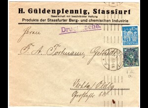 DR 1923, 10+50 Mk. m. perfins auf Firmen Brief v. Stassfurt