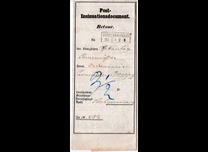Preussen 1862, R2 Breitenworbis auf Post-Insinuationsdocument, Porto 3 1/2 SGr.
