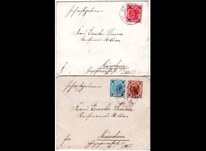 Österreich 1898, K2 ST. MARTIN BEI LOFER auf 2 Briefen n. München