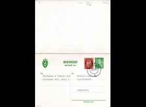 Norwegen P123, m. Zusatzfr. gebr. 25 öre Doppelkarte Ganzsache (Aune 132b)