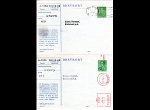 Norwegen 1959/62, 2 von Arendal n. Blakstad gebr. Stromregning Privat Ganzsachen