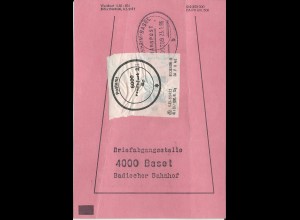 BRD 1986, Brief Bund Fahne m. Bahnpost u. PA Siegel Frankfurt i.d. Schweiz.