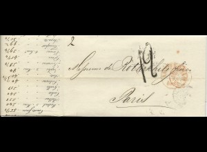 NL 22.9.1842, Brief m. gerduckten Wechselkursen v. Amsterdam n. Frankreich 