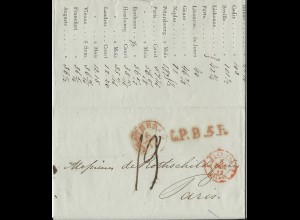 NL 6.12.1842, Porto Brief m. gerduckten Wechselkursen v. Amsterdam n Frankreich 