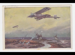 Frankreich 1915, Marseille, dt. Militär Flugzeug über der Marne