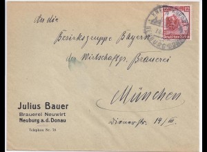 Neuburg Donau, Neuwirt Brauerei, Vordruck Brief m. Thematik Bier. #504