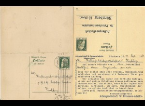 Bayern 1912, gebr. 5 Pf. Doppel Ganzsache m. Petroleum Firmenzudruck. #1290
