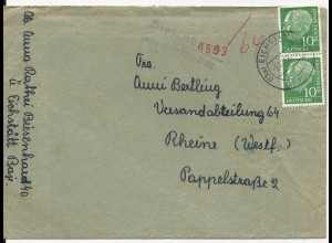 1958, Biesenhard über Eichstätt, Landpoststellen II Stpl. auf Brief. #1417