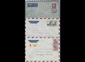 Schweiz 1947/48, 2 Luftpost Brief v. Genf i.d. USA, einmal MeF Einschreiben.
