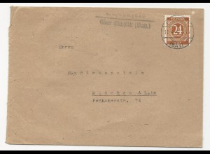 1947, Landpost Stpl. Schernfeld über Eichstätt auf Brief m. 24 Pf.