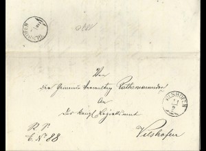 Bayern 1870, Zier-K1 Vilshofen vorder- u. rücks. auf Brief v. Rathsmannsdorf.