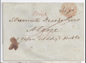 Österreich Griechenland 1849, Teil Franko Brief v. Triest n. Athen. #1018
