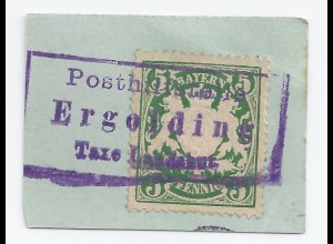 Bayern, Posthilfstelle Ergolding T. Landshut, Entwerterstpl. auf Briefstück #910