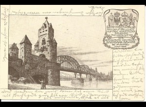 Mainz, Einweihung der neuen Eisenbahn Brücke, gebr. sw AK 