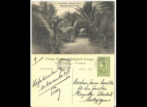 Belgisch Congo, 1914 gebr. 5 C. Bild Ganzsache m. Palmen