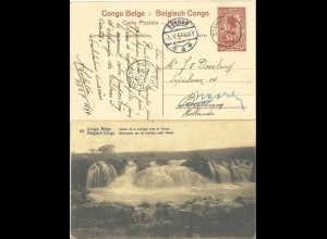 Belgisch Congo 1917, gebr. 10 C. Bild Ganzsache v. Stanleyville n. NL