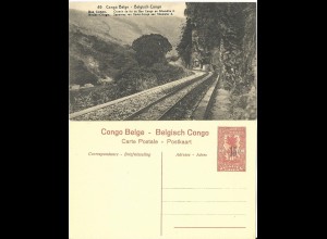 Belgisch Congo, ungebr. 15/10 C. Bild Ganzsache m. Abb. Eisenbahn Schienen. 